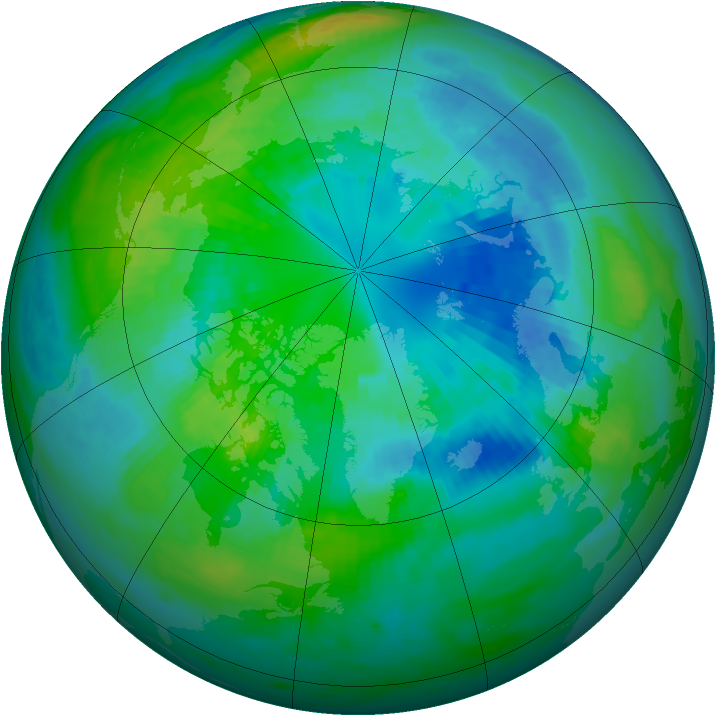 Arctic ozone map for 07 October 1989